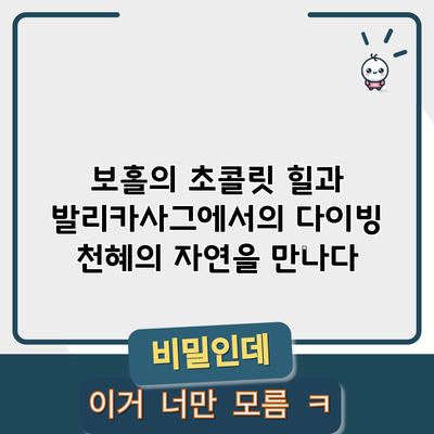 보홀의 초콜릿 힐과 발리카사그에서의 다이빙: 천혜의 자연을 만나다